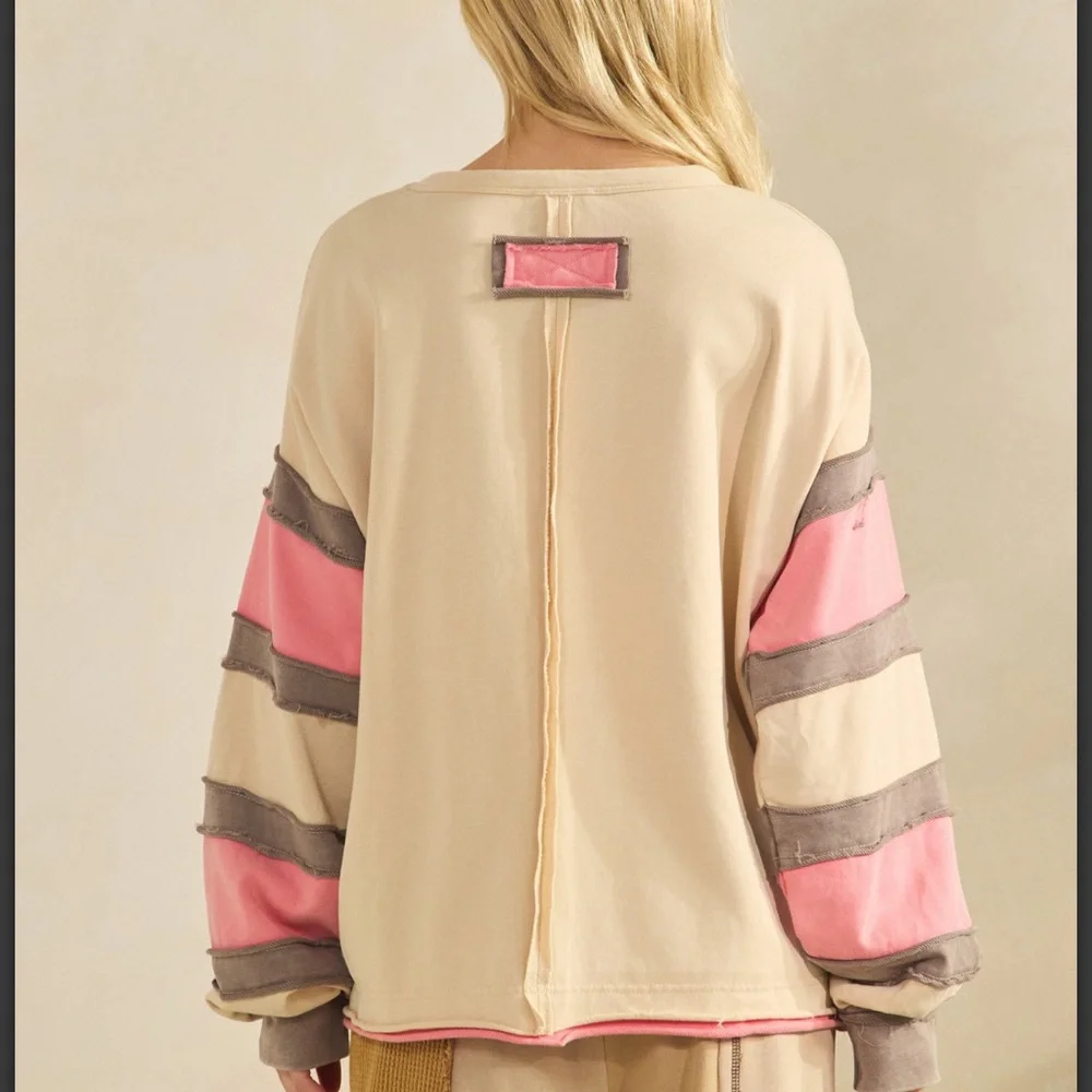 31 💕 Sage + Fig Floral Beige and Pink Sweatshirt - Picture 3 of 8